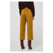 Kalhoty Max Mara Leisure dámské, žlutá barva, jednoduché, high waist