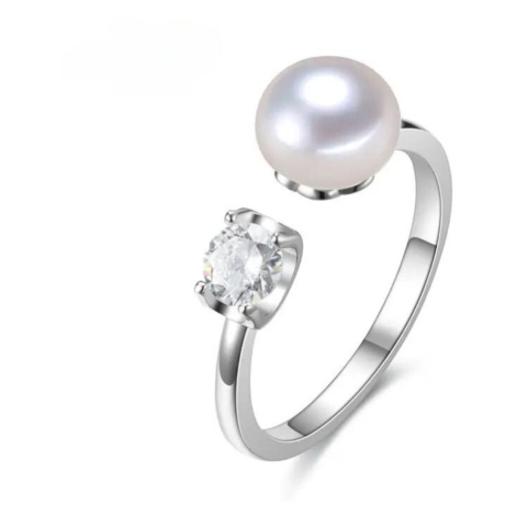 OLIVIE Stříbrný prsten perla BUTTON 7608