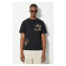 Bavlněné tričko Evisu Seagull Emb + Brocade Pocket černá barva, s aplikací, 2ESHTM4TS7066