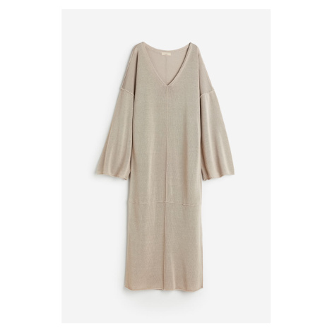 H & M - Oversized šaty z jemně pletené hedvábné směsi - béžová H&M