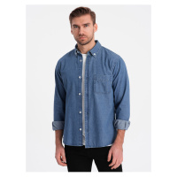 Modrá pánská džínová košile Ombre Clothing