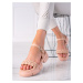 Zajímavé hnědé sandály dámské bez podpatku