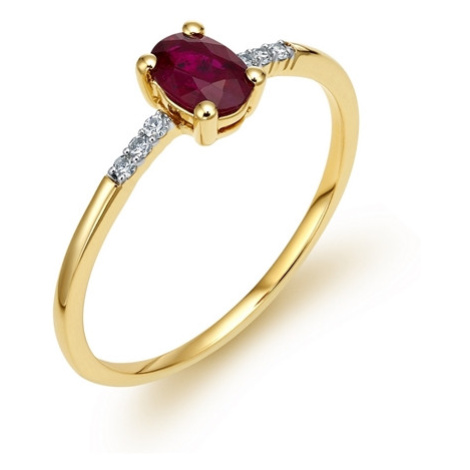 Zlatý prsten s rubínem a diamanty L'amour Diamonds JR11384RBY + dárek zdarma L´amour