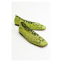 LuviShoes Bonne Women's Green Flats