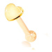 Piercing do nosu ve žlutém 9K zlatě - rovný tvar, ploché srdíčko