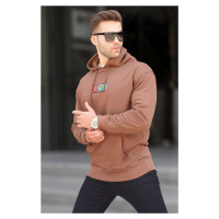 Madmext Men's Brown Hoodie with Embroidery Sweatshirt 6145