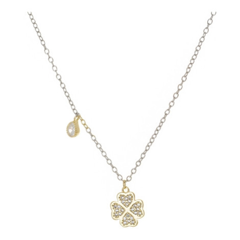 Dámský stříbrný náhrdelník s pozlaceným čtyřlístkem STNAH190F Ego Fashion