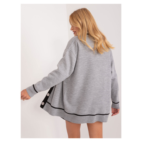 Dámský šedý pletený svetr se zapínáním na knoflíky Fashionhunters