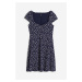H & M - Žerzejové šaty's křidélkovým rukávem - modrá