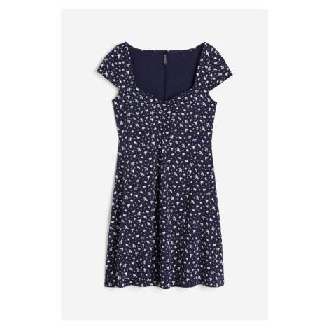 H & M - Žerzejové šaty's křidélkovým rukávem - modrá H&M