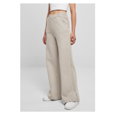 Ladies Heavy Terry Garment Dye Slit Pants - warmgrey Urban Classics