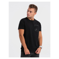 Ombre Clothing Zajímavé tričko s ozdobnou kapsou černé V1 TSPT-0154
