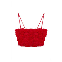 Trendyol Limited Edition Red 3D Floral Crop Bustier