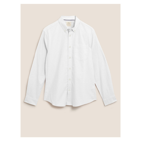 Košile Oxford úzkého střihu, z čisté bavlny Marks & Spencer bílá