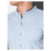 Pánská pletená košile s krátkým rukávem - modrá V3 K543