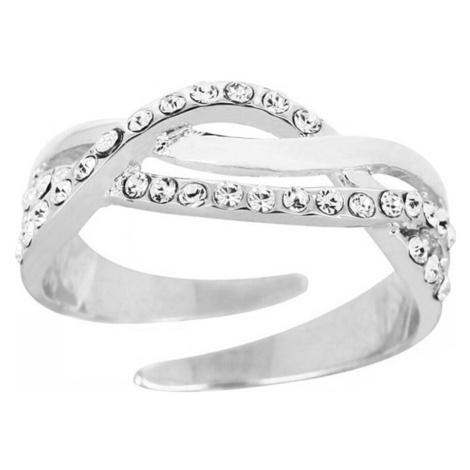 Stříbrný splétaný prsten s křišťály Blancheporte