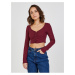 Vínový crop top TALLY WEiJL - Dámské