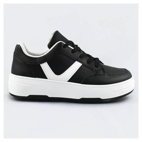 Černo-bílé dámské sportovní šněrovací boty (S070)