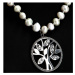 Dámský náhrdelník z chirurgické oceli a umělých perliček Strom života, stříbrný