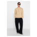 Trendyol Dark Beige Relaxed/Comfortable Cut Far East Printed Cotton Sweatshirt