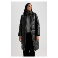 DEFACTO Relax Fit Recycled Filling Faux Leather Coat