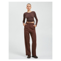 Koton Wide Leg Trousers Fabric Ribbed Buttons