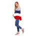 Be MaaMaa Teploučký těhotenský svetr, široké pruhy - jeans, červená
