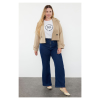 Trendyol Curve Dark Blue High Waist Wide Leg Plus Size Jeans