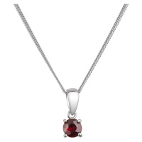 Evolution Group Stříbrný náhrdelník s rudým pravým kamenem 12078.3 garnet
