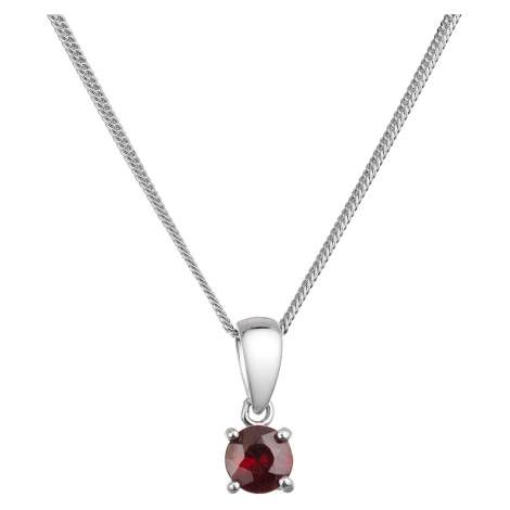 Evolution Group Stříbrný náhrdelník s rudým pravým kamenem 12078.3 garnet