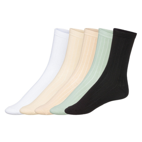 esmara® Dámské ponožky s BIO bavlnou, 5 párů (zelená/bílá/černá)