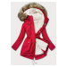 Červeno-ecru teplá dámská zimní bunda (W629)