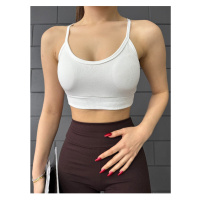 BİKELİFE Women's Rope Strap Ribbed Padded Knitted Crop Top Blouse