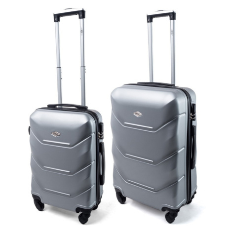 Rogal Stříbrná sada 2 luxusních skořepinových kufrů "Luxury" - M (35l), L (65l)