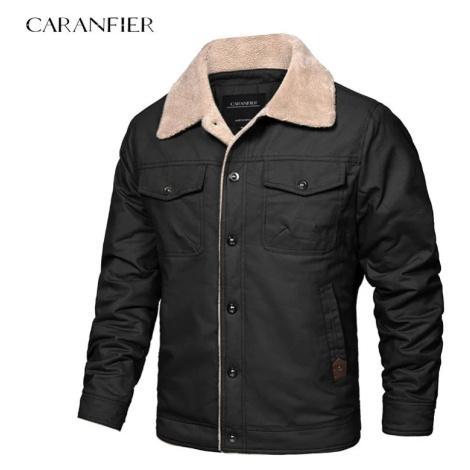Pánská bunda cotton s kožešinovým límečkem CARANFLER