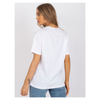 Bílé volné tričko s aplikací a potiskem