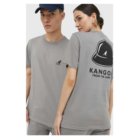 Bavlněné tričko Kangol šedá barva, s potiskem
