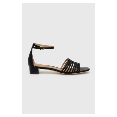 Kožené sandály Lauren Ralph Lauren Fionna dámské, černá barva, 8029200000000000
