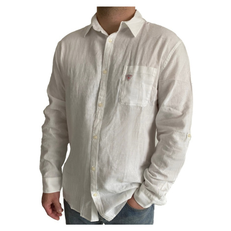 Pánská lněná košile Guess F4GH00 | bílá