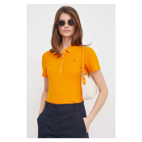 Polo tričko Tommy Hilfiger oranžová barva