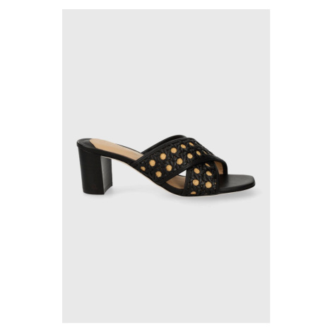Pantofle Lauren Ralph Lauren Freddi Cng dámské, černá barva, na podpatku, 8029200000000000