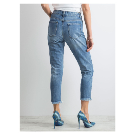 Dámské roztrhané džíny DF239 - FPrice jeans-modrá | Modio.cz