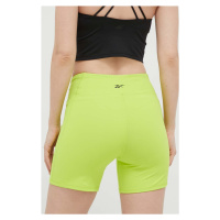 Tréninkové šortky Reebok Lux zelená barva, hladké, high waist