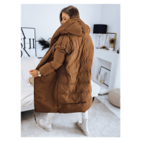 Péřový zimní kabát dlouhá bunda MELVIN - HNĚDÁ ONESIZE