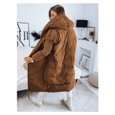 Péřový zimní kabát dlouhá bunda MELVIN - HNĚDÁ ONESIZE DStreet