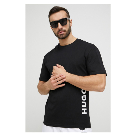 Plážové tričko HUGO černá barva, s potiskem, 50493727 Hugo Boss