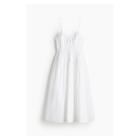 H & M - Bavlněné šaty's žabkováním v pase - bílá
