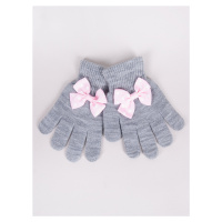 Yoclub Kids's Girls' Five-Finger Gloves With Bow RED-0070G-AA50-008