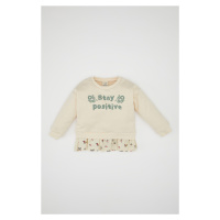 DEFACTO Baby Girl Crew Neck Printed Soft Fluffy Sweatshirt