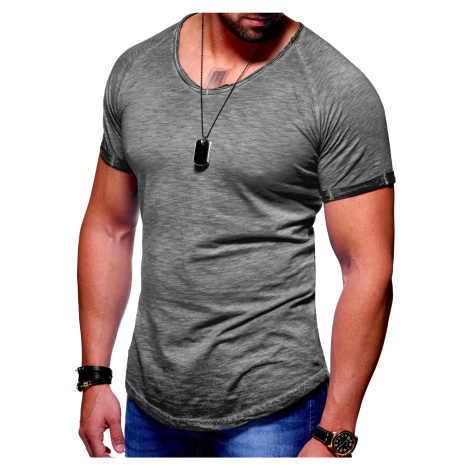Pánské tričko Behype Oversize V-Neck MT-7116 - Tmavě šedá
